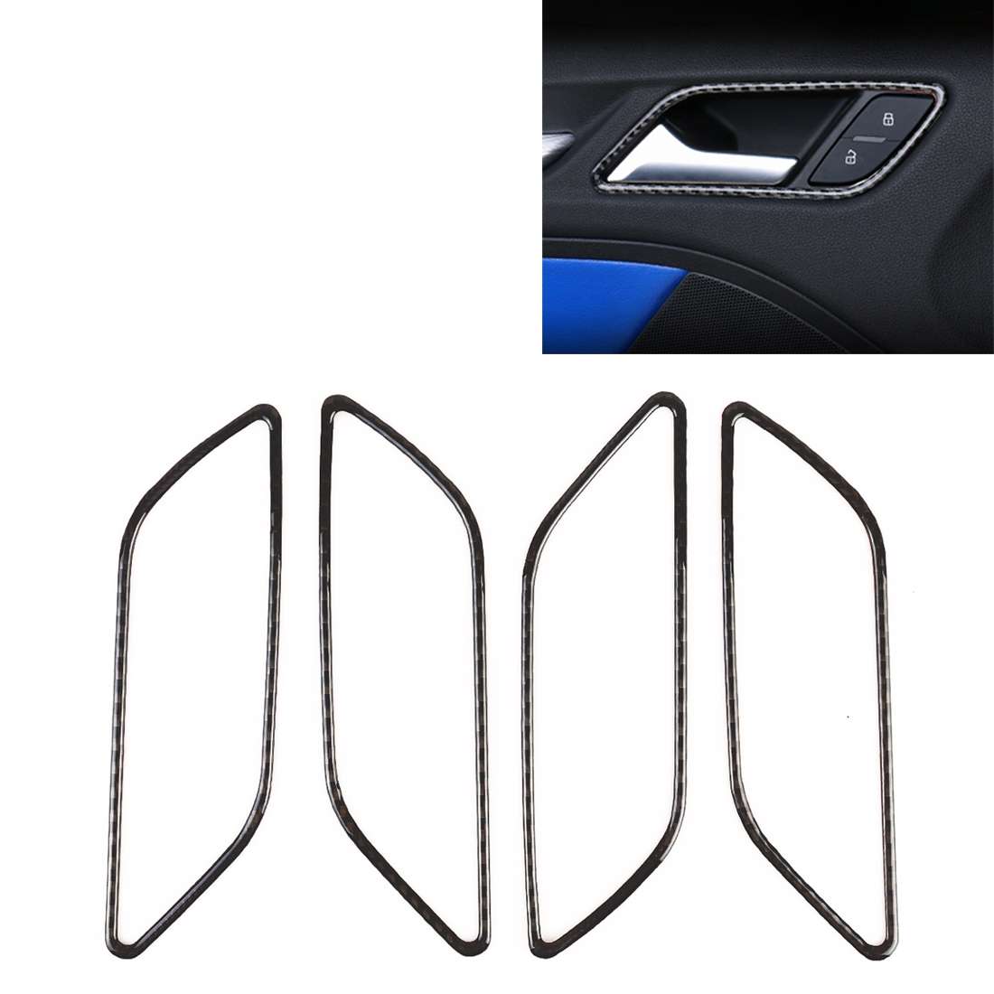 4 PCS Car Carbon Fiber Inner Armrest Decorative Frame for Audi A3 2014-2018