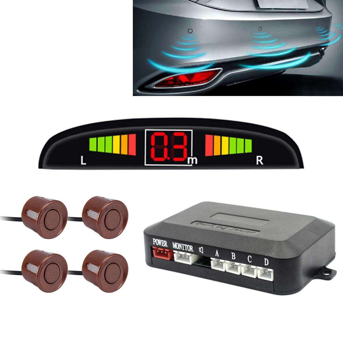 Car Buzzer Reverse Backup Radar System - Premium Quality 4 Parking Sensors Car Reverse Backup Radar