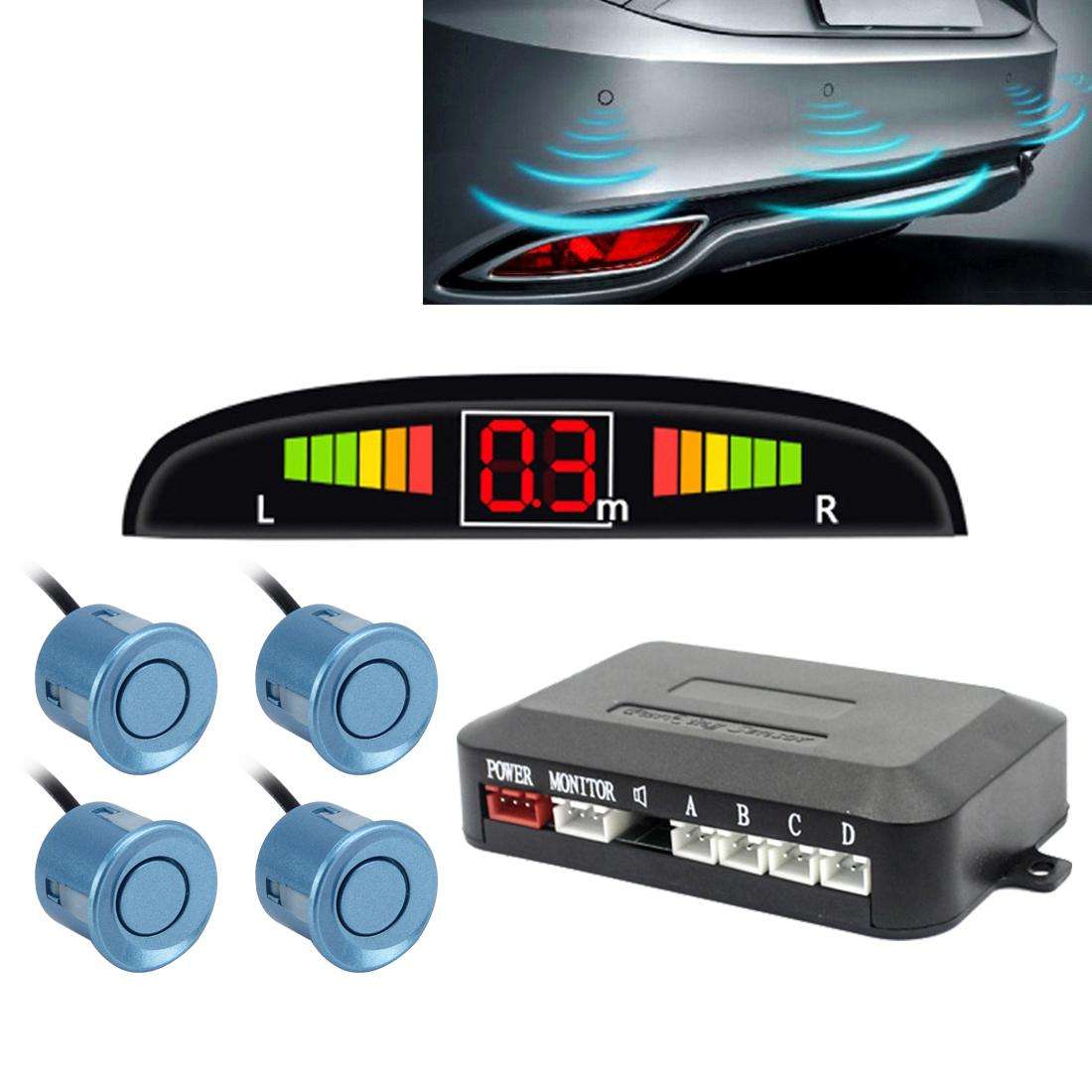 Car Buzzer Reverse Backup Radar System - Premium Quality 4 Parking Sensors Car Reverse Backup Radar