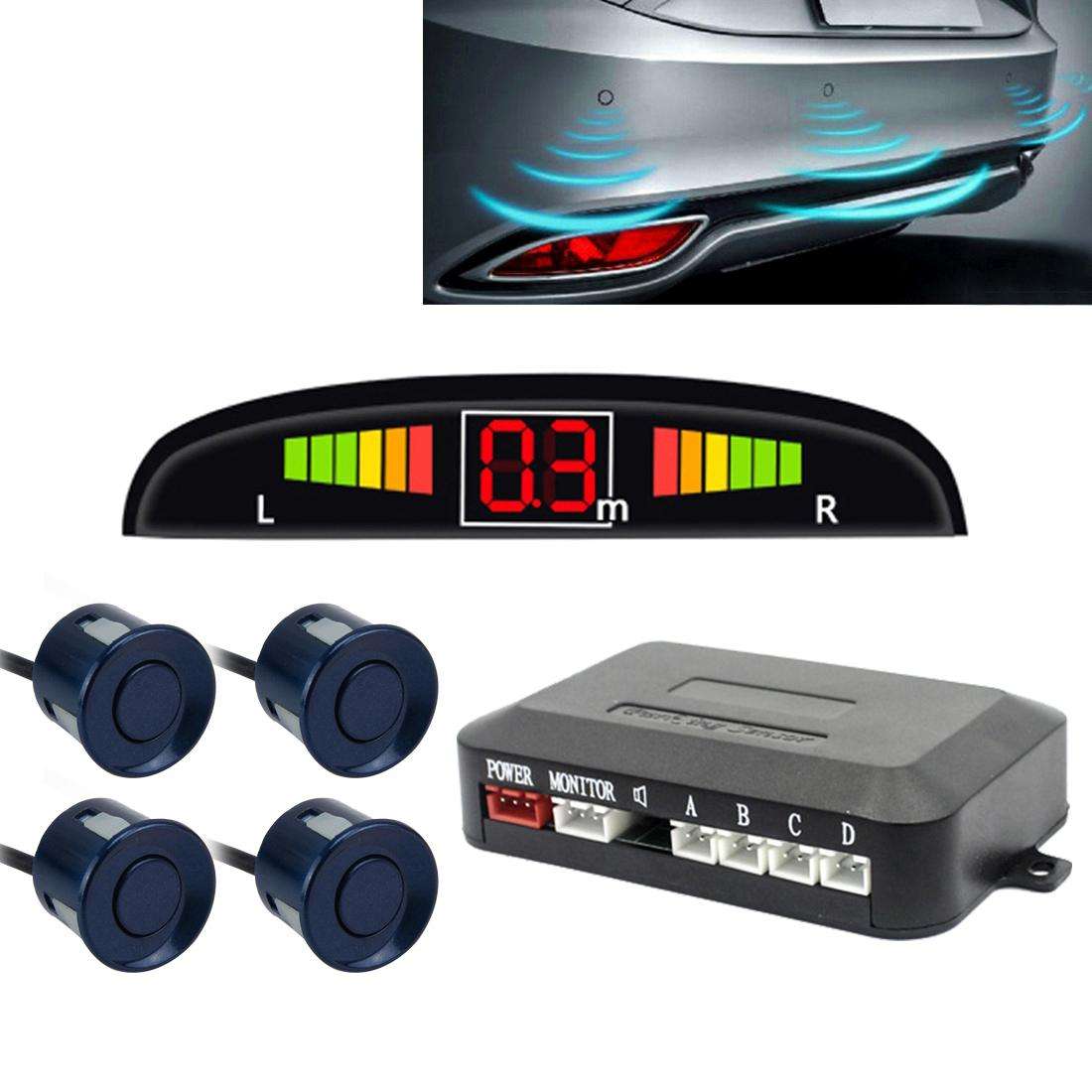 Car Buzzer Reverse Backup Radar System - Premium Quality 4 Parking Sensors Car Reverse Backup Radar