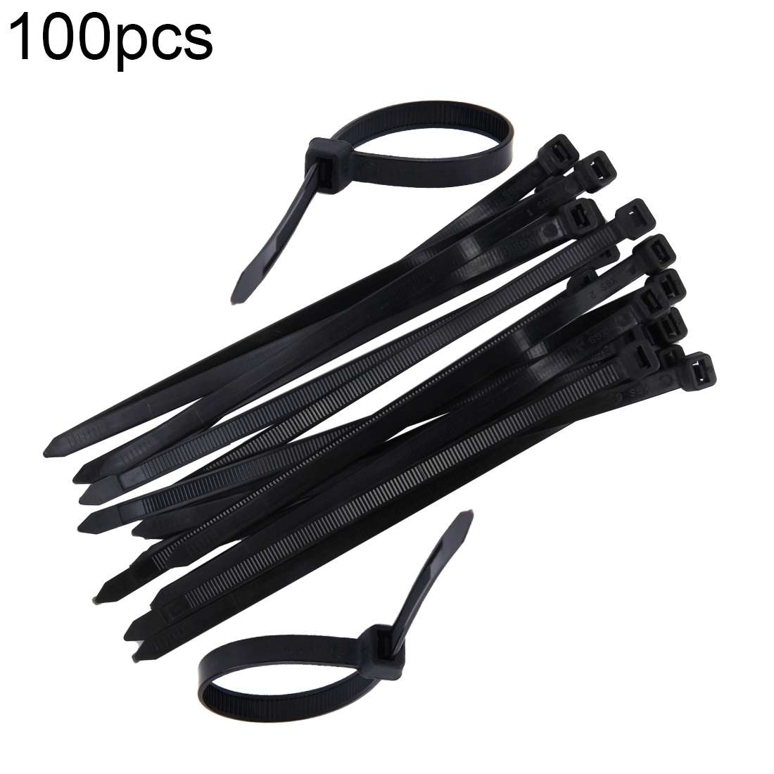 100pcs /Pack 8mm*200mm Nylon Cable Ties(Black)