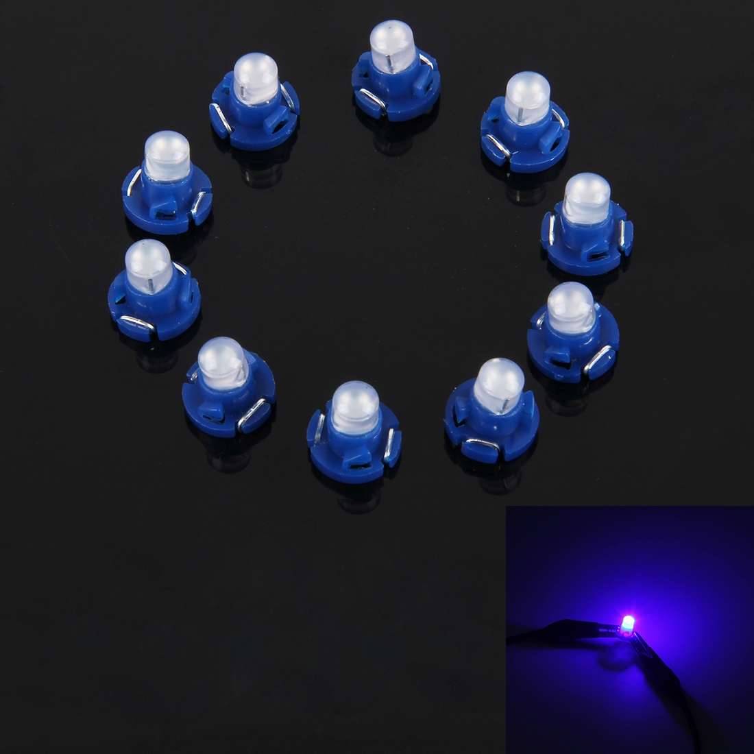 10PCS 2W T4.2 Wedge Instrument Panel LED Light Dashboard Gauge Cluster Indicator Lamp Bulb(Ice Blue