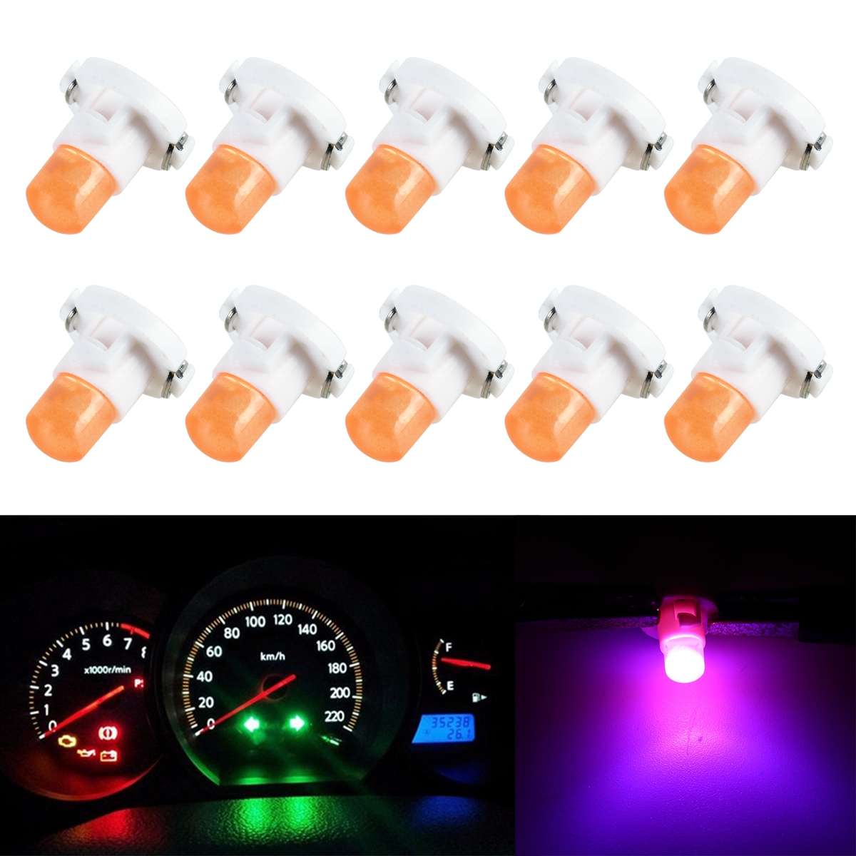 10PCS 2W T4.2 Wedge Instrument Panel LED Light Dashboard Gauge Cluster Indicator Lamp Bulb(Ice Blue