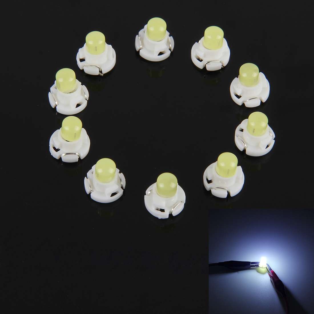 10PCS 2W T4.2 Wedge Instrument Panel LED Light Dashboard Gauge Cluster Indicator Lamp Bulb(Ice Blue