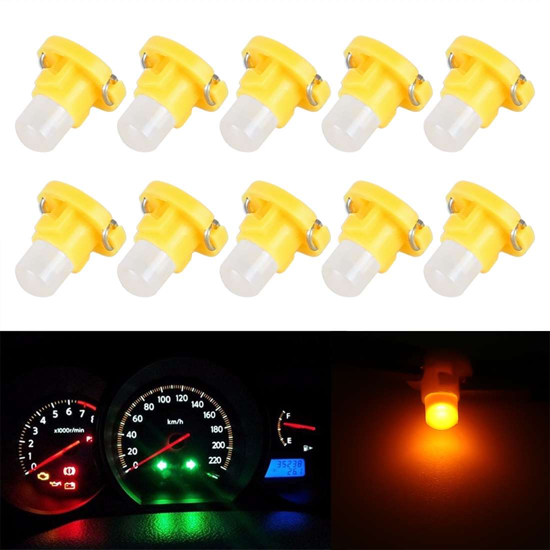 10PCS 2W T4.2 Wedge Instrument Panel LED Light Dashboard Gauge Cluster Indicator Lamp Bulb(Ice Blue