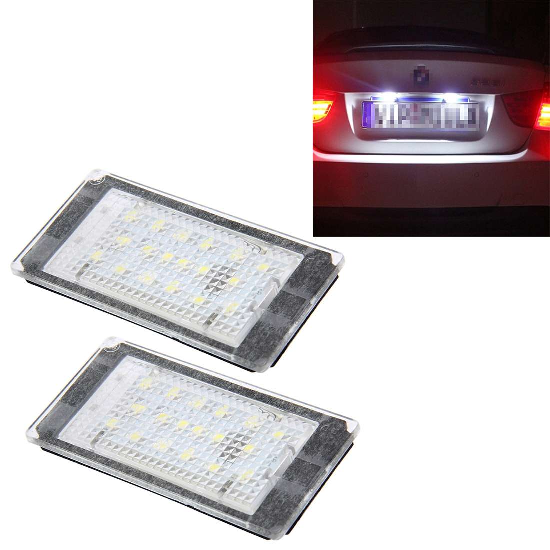 2 PCS License Plate Light with 18 SMD-3528 Lamps for BMW E46 2D M3 1998-2003,2W 120LM,6000K, DC12V