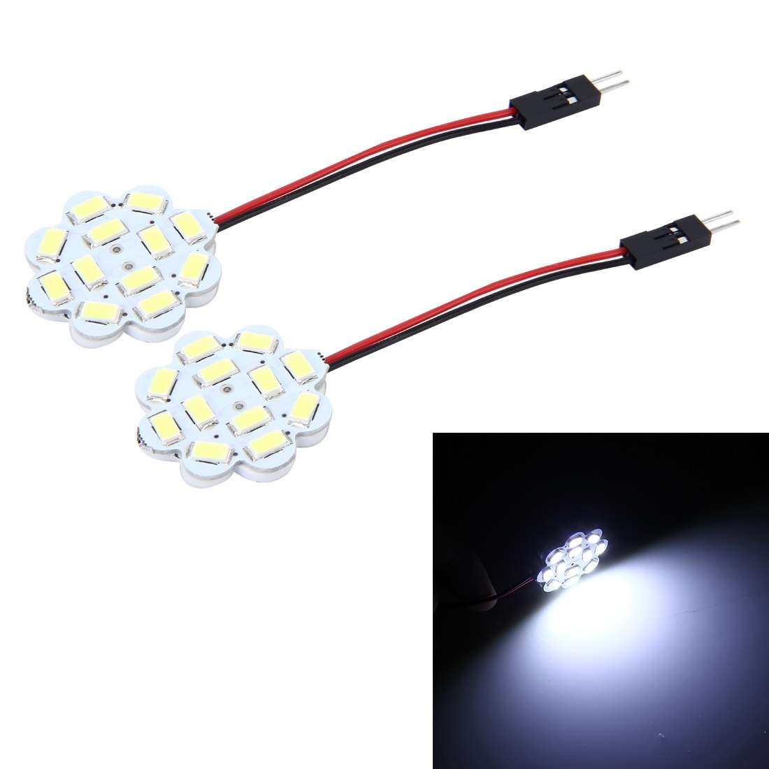 2 PCS 3W 200 LM 6000K Flower Shape Car Auto Interior Doom Reading Light with 12 SMD-5630 LED Lamps B