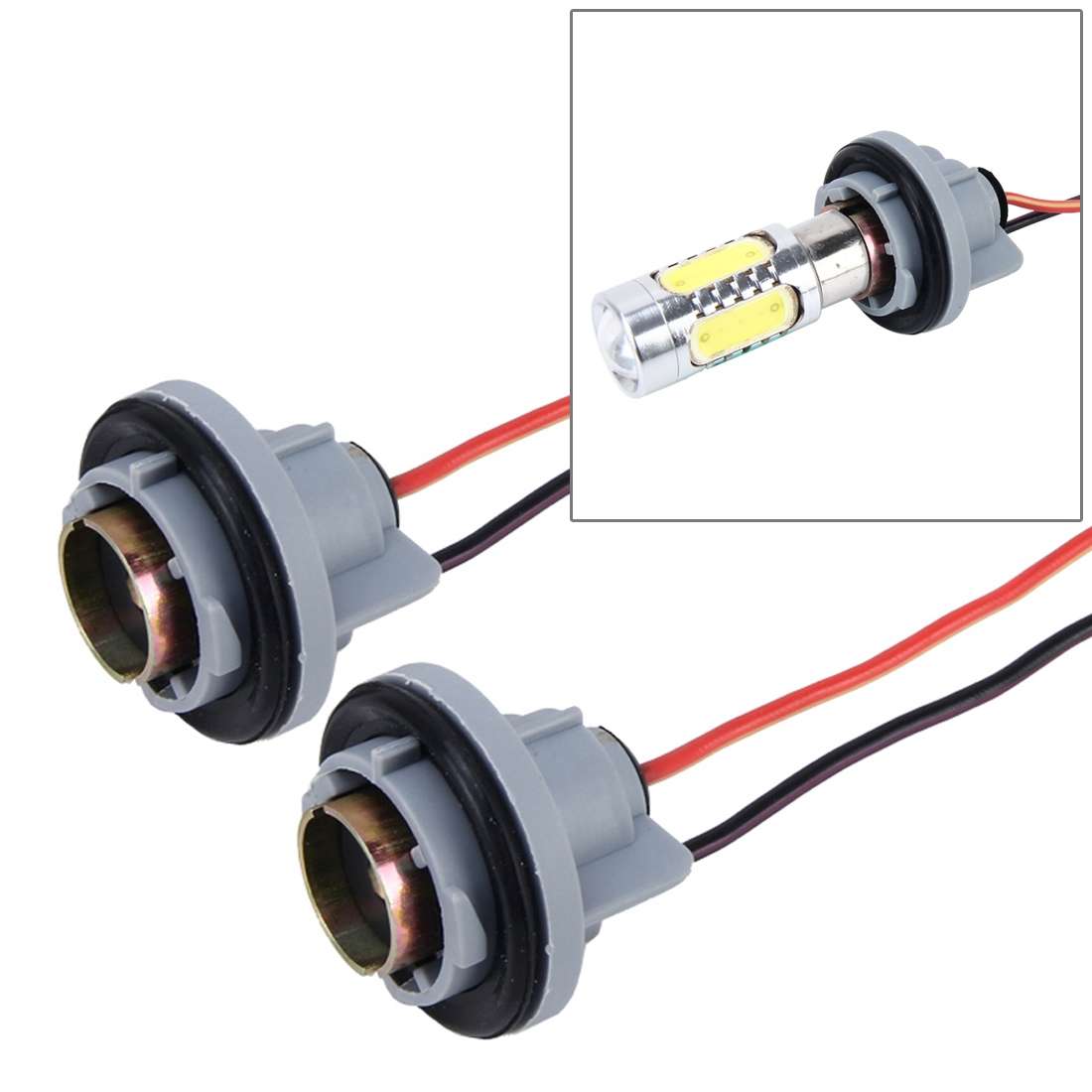 2 PCS 7443 Car Auto LED Bulb Socket Holder (No Including Light)