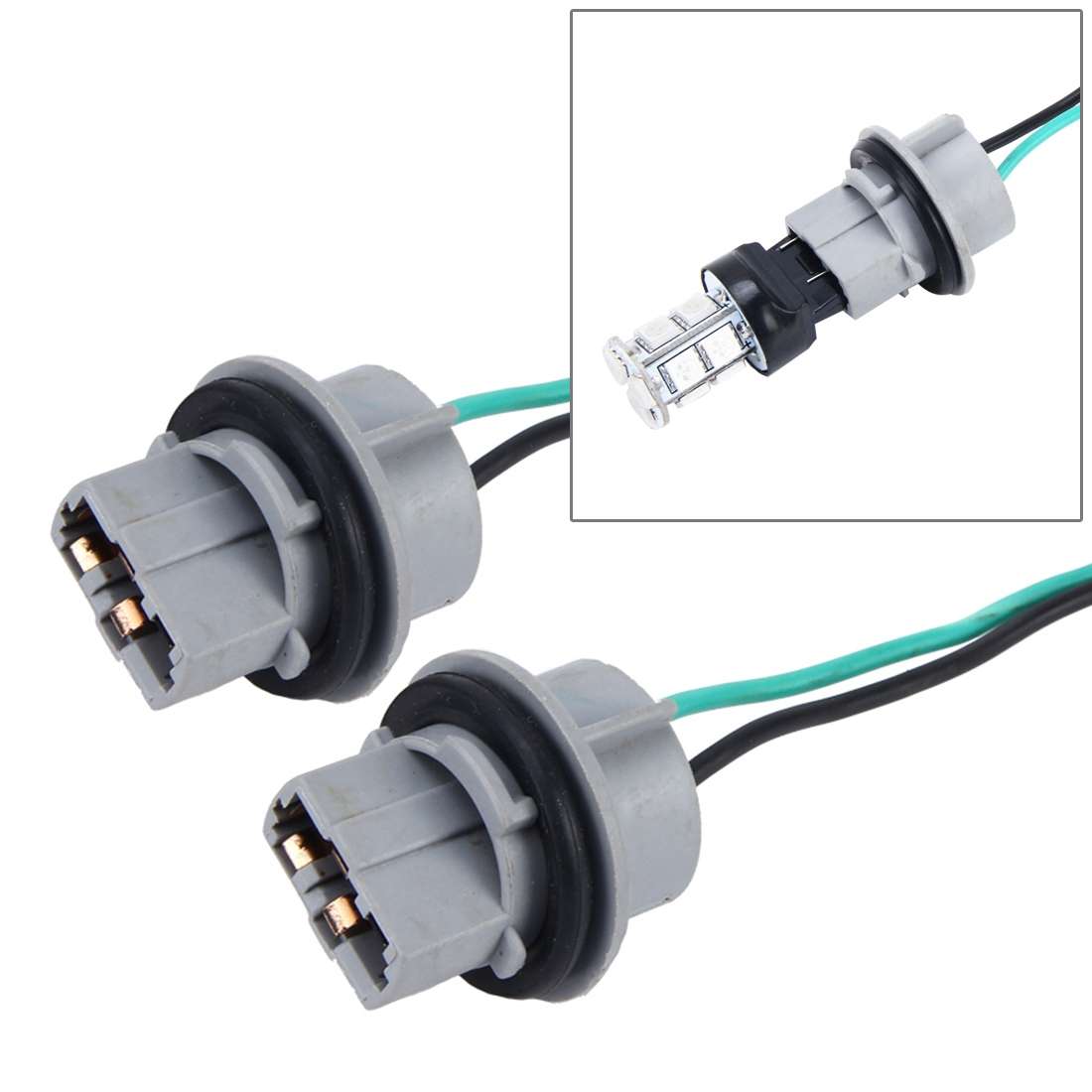 2 PCS 7443 Car Auto LED Bulb Socket Holder (No Including Light)