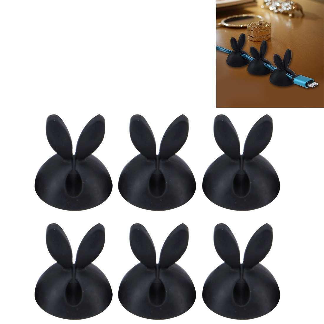 6 PCS CC-941 Rabbit Shape Single Hole Cable Clips Holder, Cable Management System and Cord Organizer
