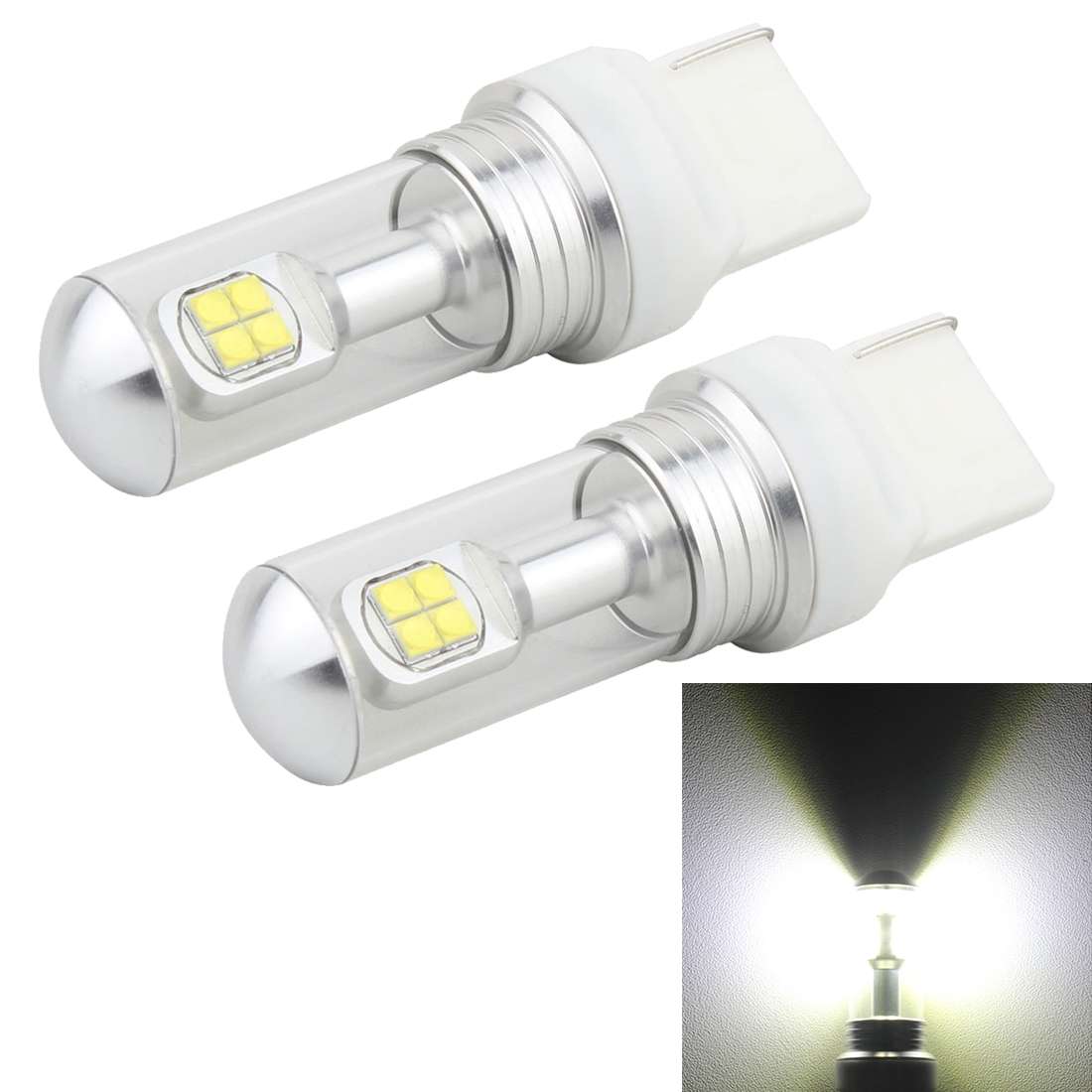 2 PCS 7440 40W 800 LM 6000K Car Turn Light Backup Light Brake Light with 8 Lamps, DC 12V(White Light