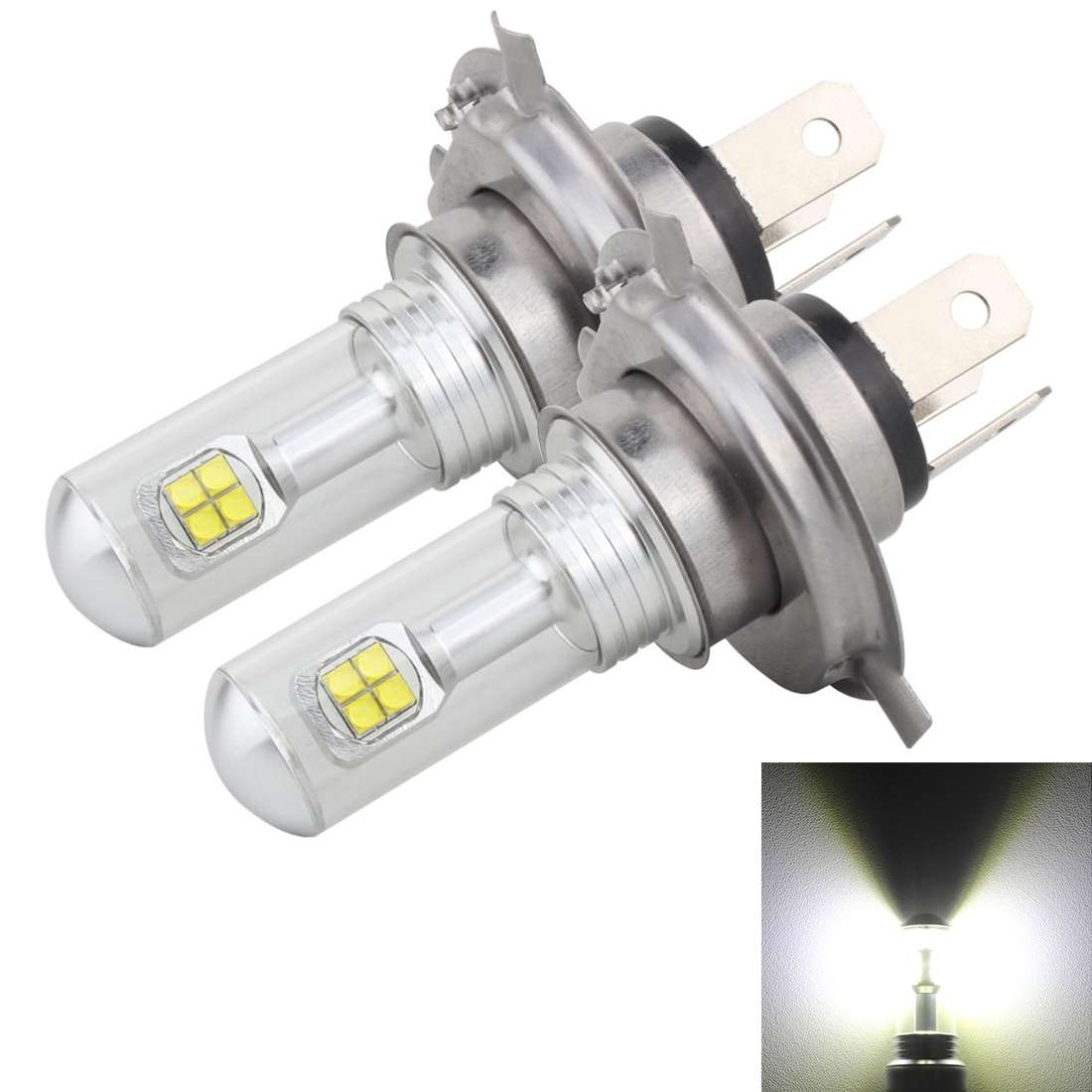 2 PCS H4 40W 800 LM 6000K 8 LEDs Car Fog Lights, DC 12V(White Light)