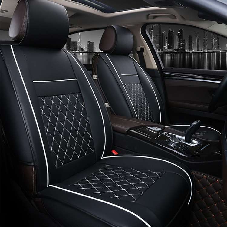 Car Leather Full Coverage Seat Cushion Cover, Standard Version, Only One Seat(Black Red)