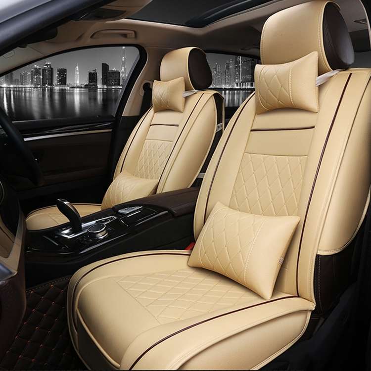 Car Leather Full Coverage Seat Cushion Cover, Luxury Version,Only One Front Seat(Black Red)