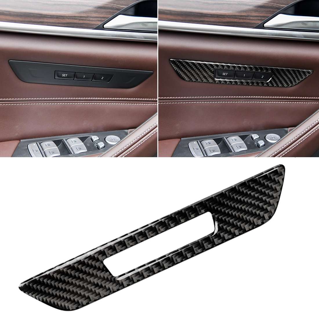Car Carbon Fiber Seat Memory Button Decorative Sticker for BMW 5 Series G38 528Li / 530Li / 540Li 20