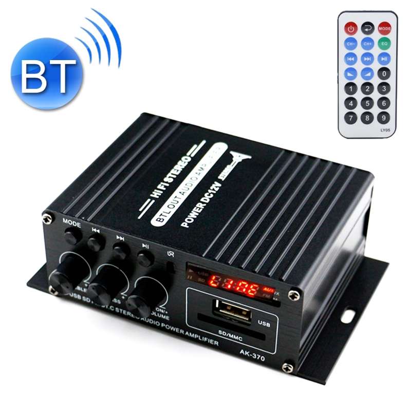 AK370 12V Household / Car Bluetooth HIFI Amplifier Audio with Remote Control