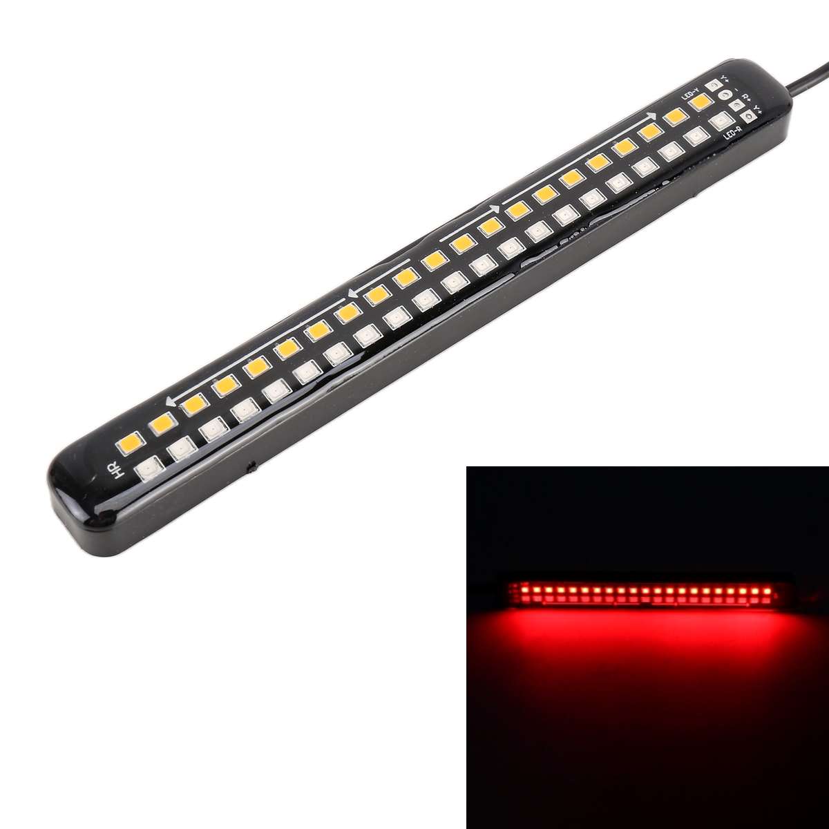 155mm DC12-24V / 2.2W Motorcycle LED Dynamic Blinker Side Lights Flowing Water Brake Lamp Turn Signa