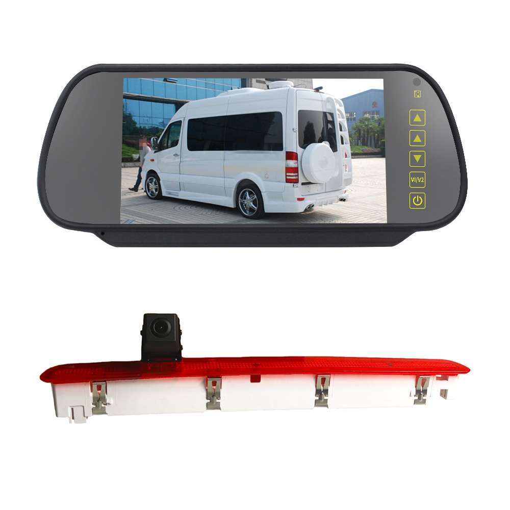 PZ473 Car Waterproof 170 Degree Brake Light View Camera + 7 inch Rearview Monitor for Volkswagen T6
