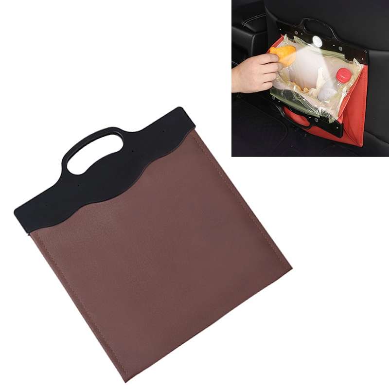 Car Multi-functional Hanging Front Trash Can with LED Light, 32 x 28cm (Black)