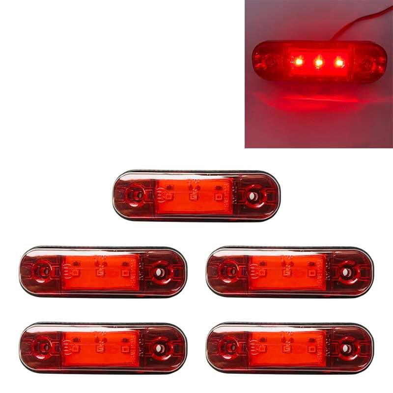 5 PCS MK-327 Car / Truck 3LEDs Side Marker Indicator Light Tail Light (Red Light)