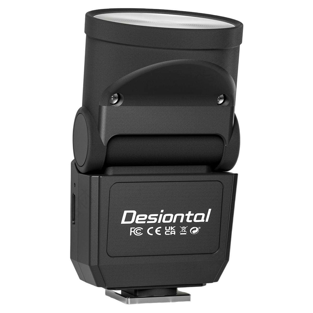 Desiontal F02 Mini On-Camera Flash Light Speedlite for Mirrorless Cameras (Black)