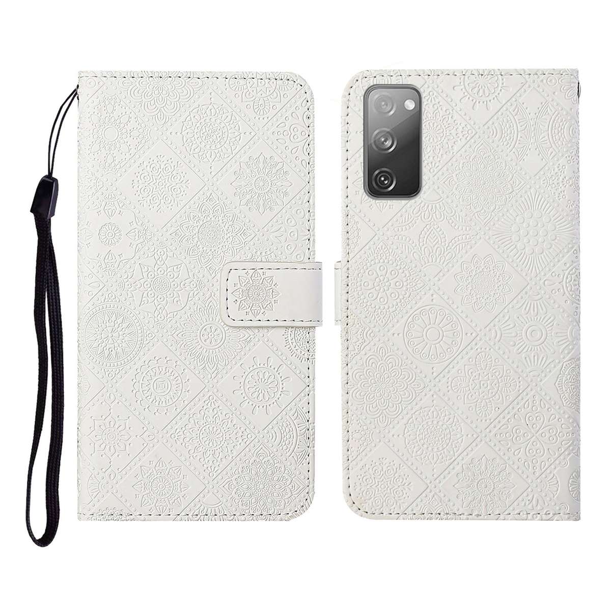For Samsung Galaxy S20 FE Ethnic Style Embossed Pattern Horizontal Flip Leather Case with Holder & C