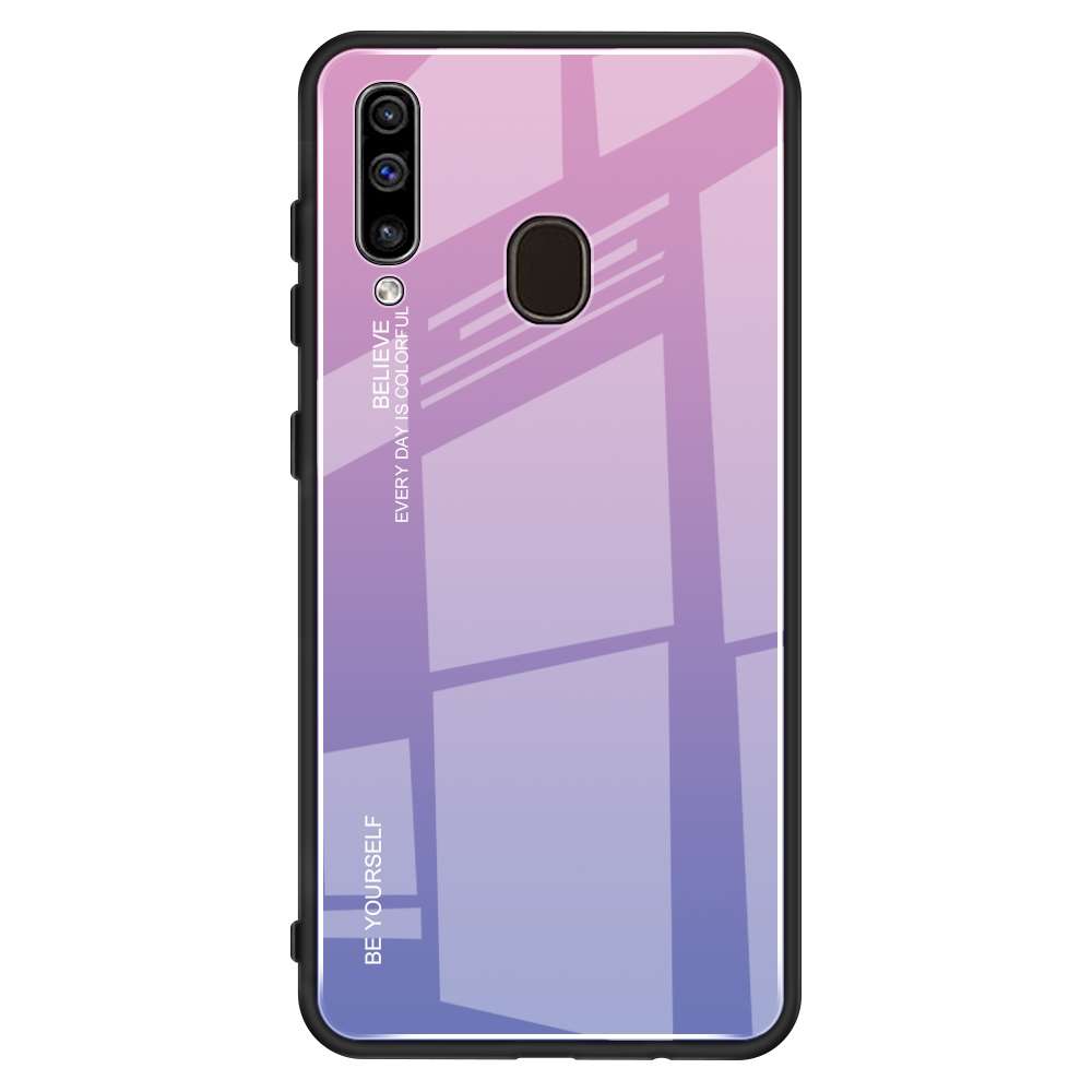 For Galaxy A70 Gradient Color Glass Case(Purple)