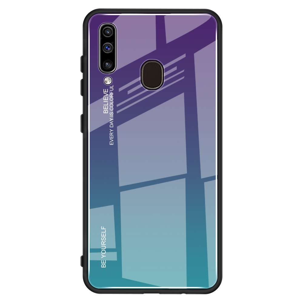 For Galaxy A70 Gradient Color Glass Case(Purple)