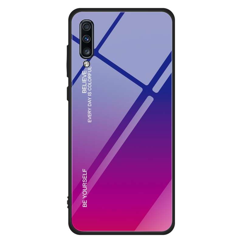 For Galaxy A70 Gradient Color Glass Case(Purple)