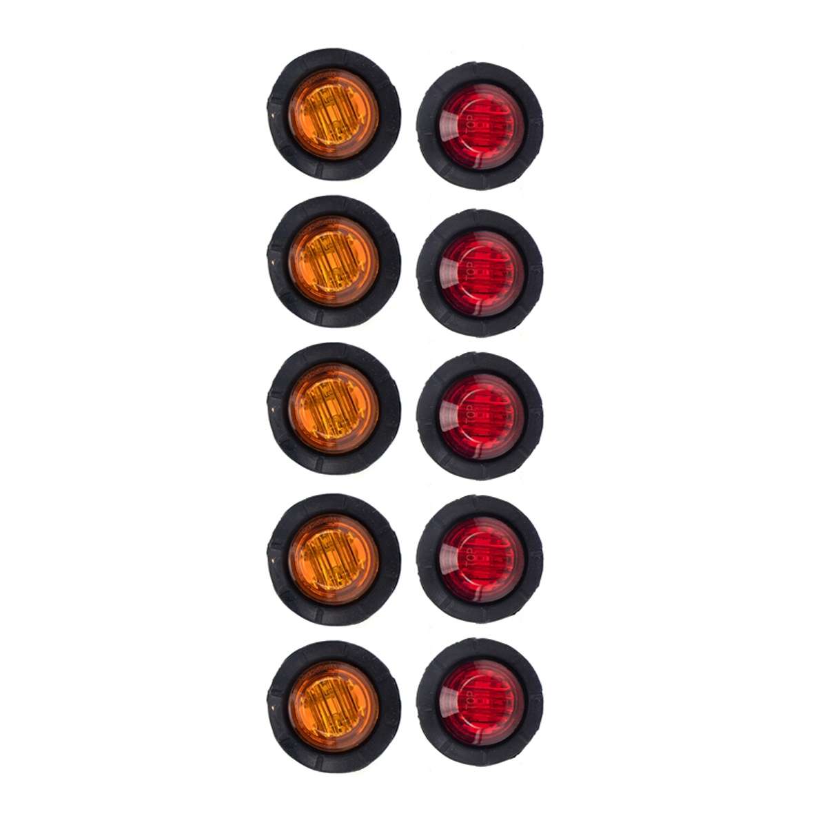 A5013 Red + Amber Light 10 in 1 Truck Trailer LED Round Side Marker Lamp