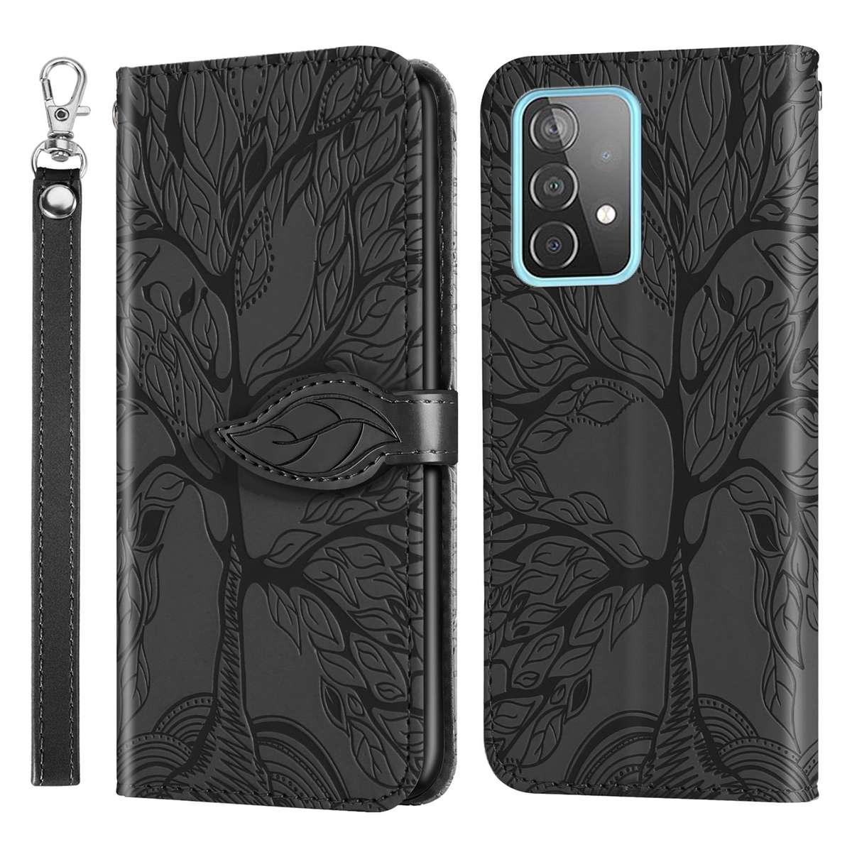 For Samsung Galaxy A33 5G Life of Tree Embossing Leather Phone Case(Blue)