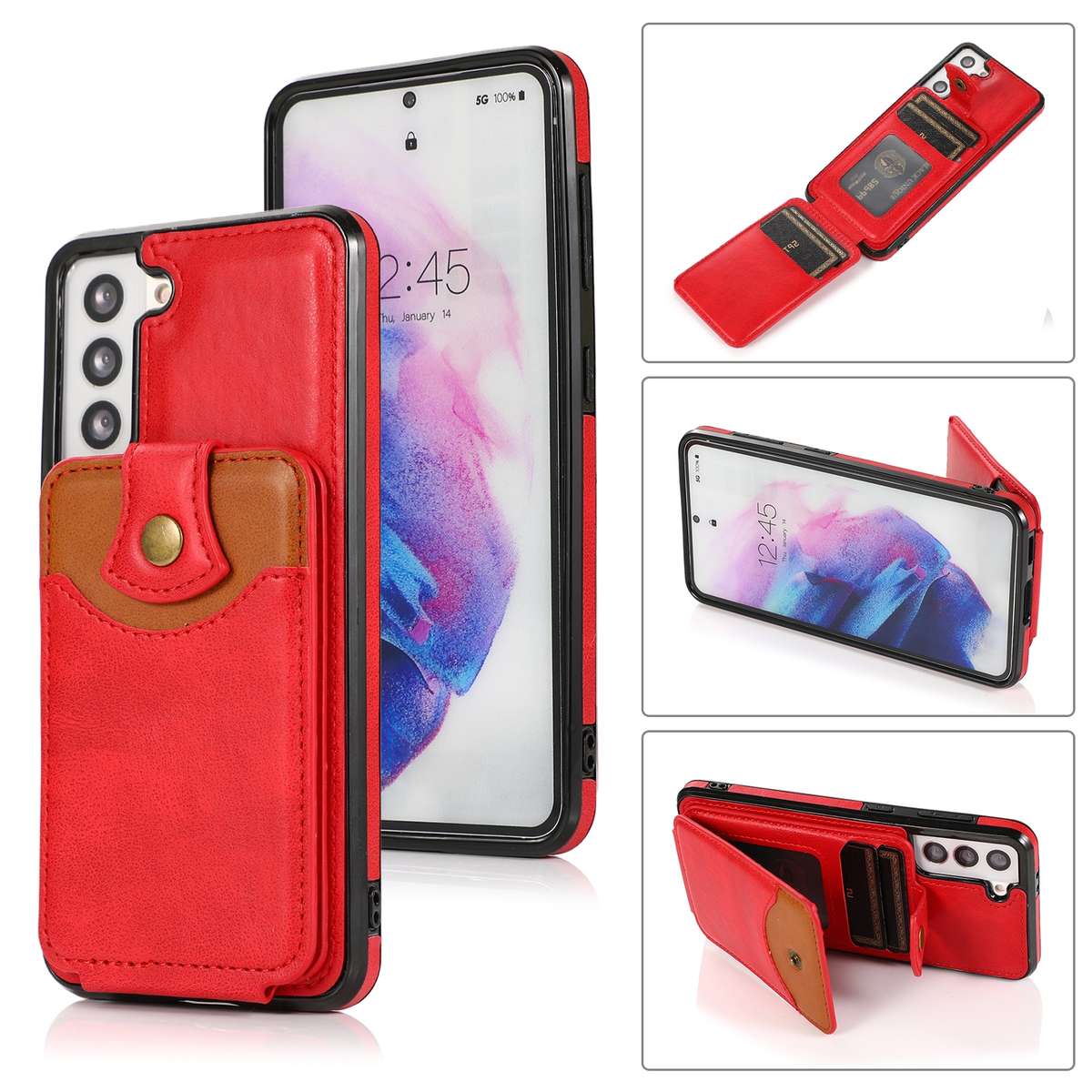 For Samsung Galaxy S21 FE 5G Soft Skin Leather Wallet Bag Phone Case(Grey)