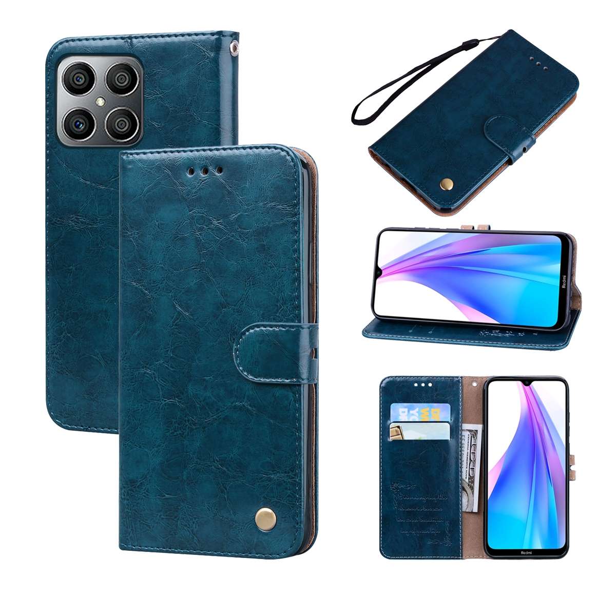 For Samsung Galaxy A33 5G Multifunctional Frosted Zipper Wallet Leather Phone Case(Blue)