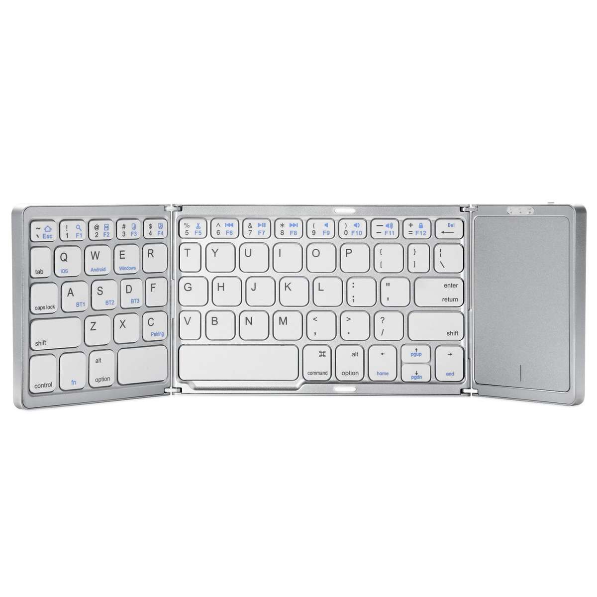 B089T Foldable Bluetooth Keyboard Rechargeable with Touchpad(Grey)