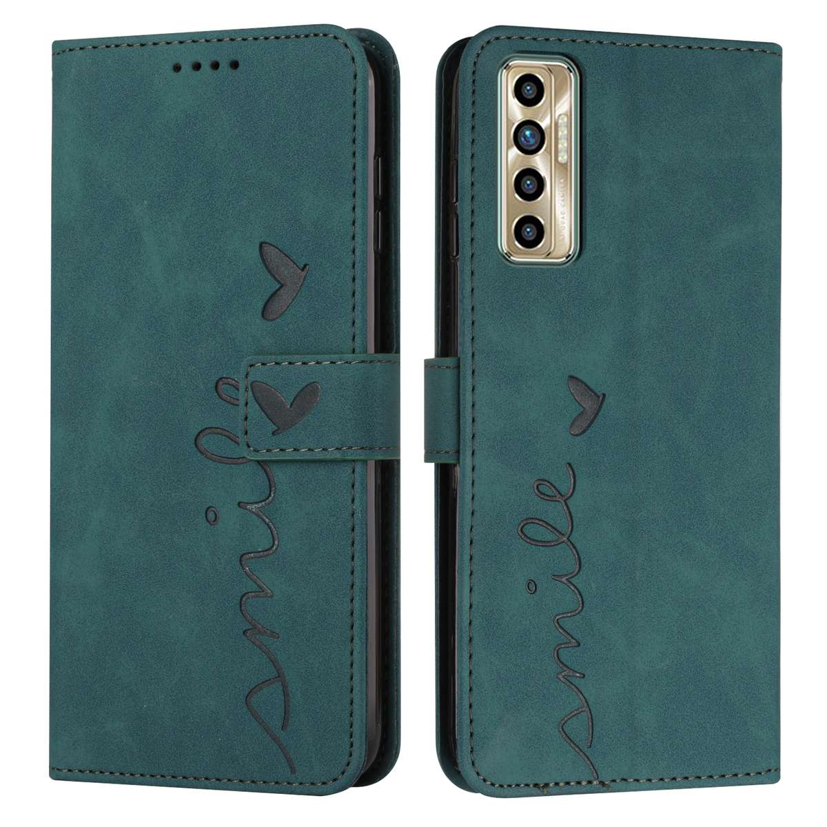 For Tecno Camon 17 Pro/Camon 17P Skin Feel Heart Pattern Leather Phone Case(Black)