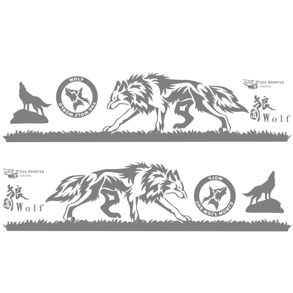 2 PCS/Set D-218 Wolf Totem Pattern Car Modified Decorative Sticker(Blue)