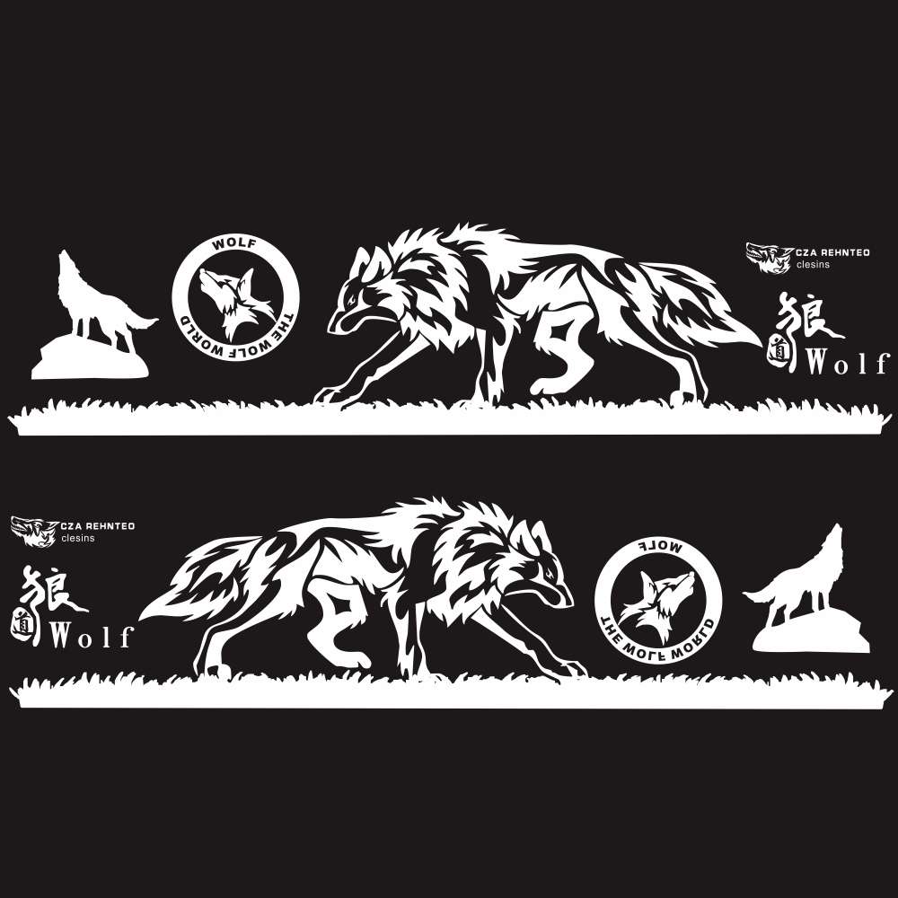 2 PCS/Set D-218 Wolf Totem Pattern Car Modified Decorative Sticker(Blue)