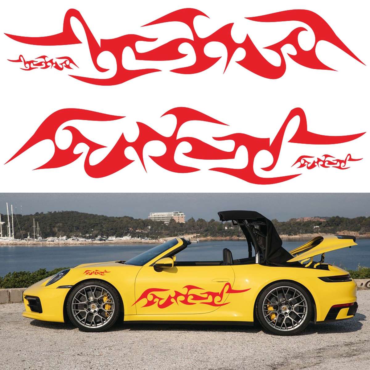 2 PCS/Set D-925 Flame Pattern Car Modified Decorative Sticker(Black)