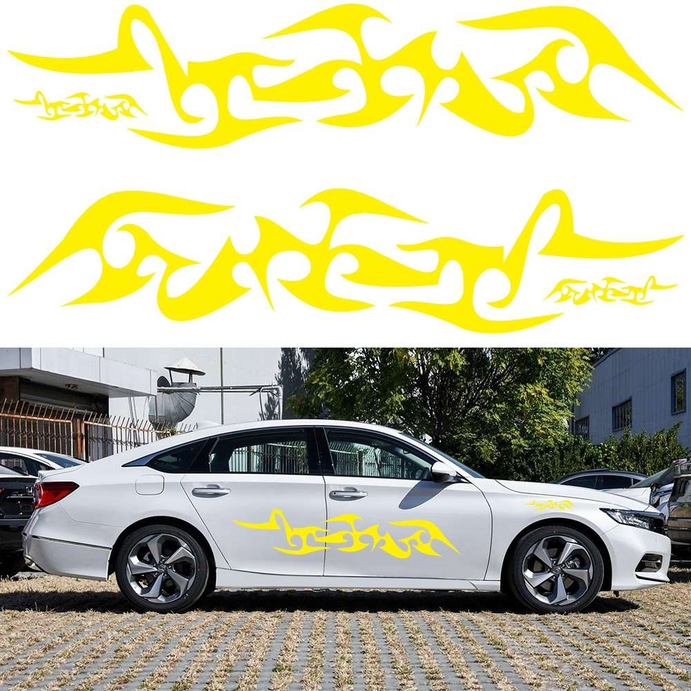 2 PCS/Set D-925 Flame Pattern Car Modified Decorative Sticker(Black)