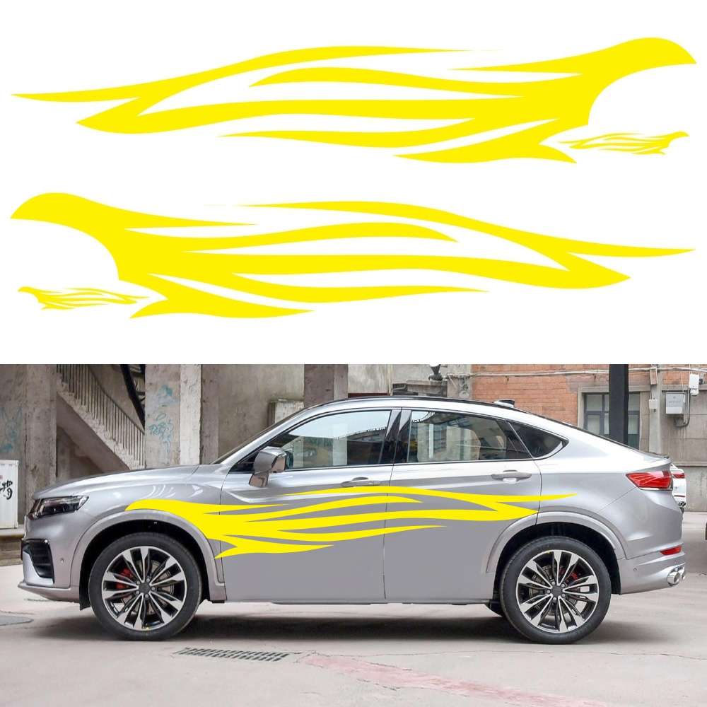 2 PCS/Set D-926 Fire Totem Pattern Car Modified Decorative Sticker(Black)