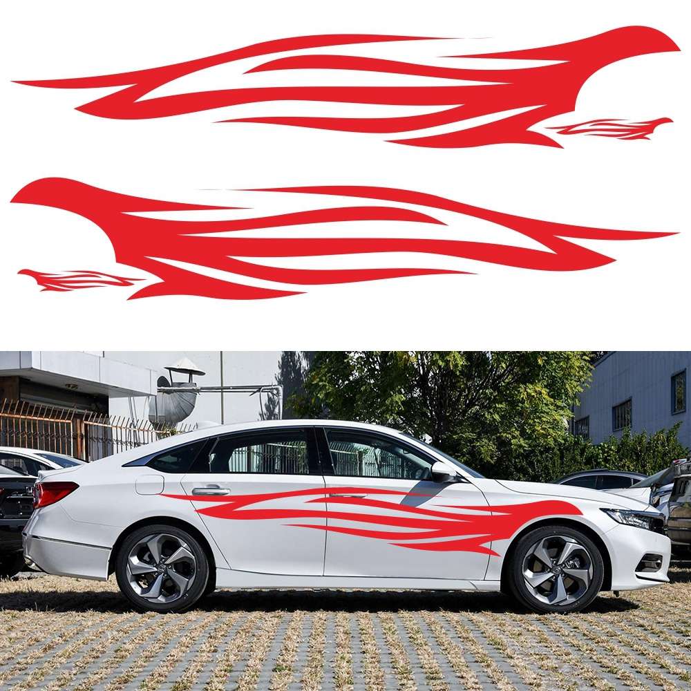 2 PCS/Set D-926 Fire Totem Pattern Car Modified Decorative Sticker(Black)