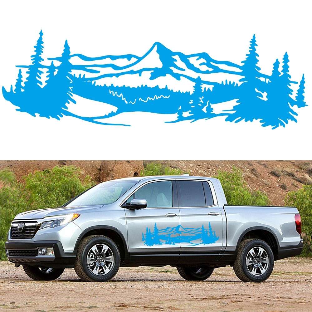 2 PCS/Set D-957 Mountains Pattern Car Modified Decorative Sticker(Red)