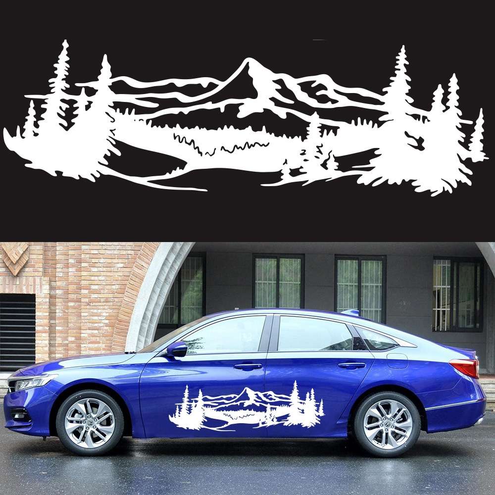 2 PCS/Set D-957 Mountains Pattern Car Modified Decorative Sticker(Red)