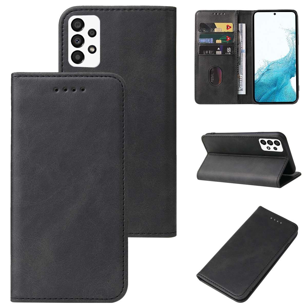 For Samsung Galaxy A33 5G Calf Texture Magnetic Flip Leather Phone Case(Black)