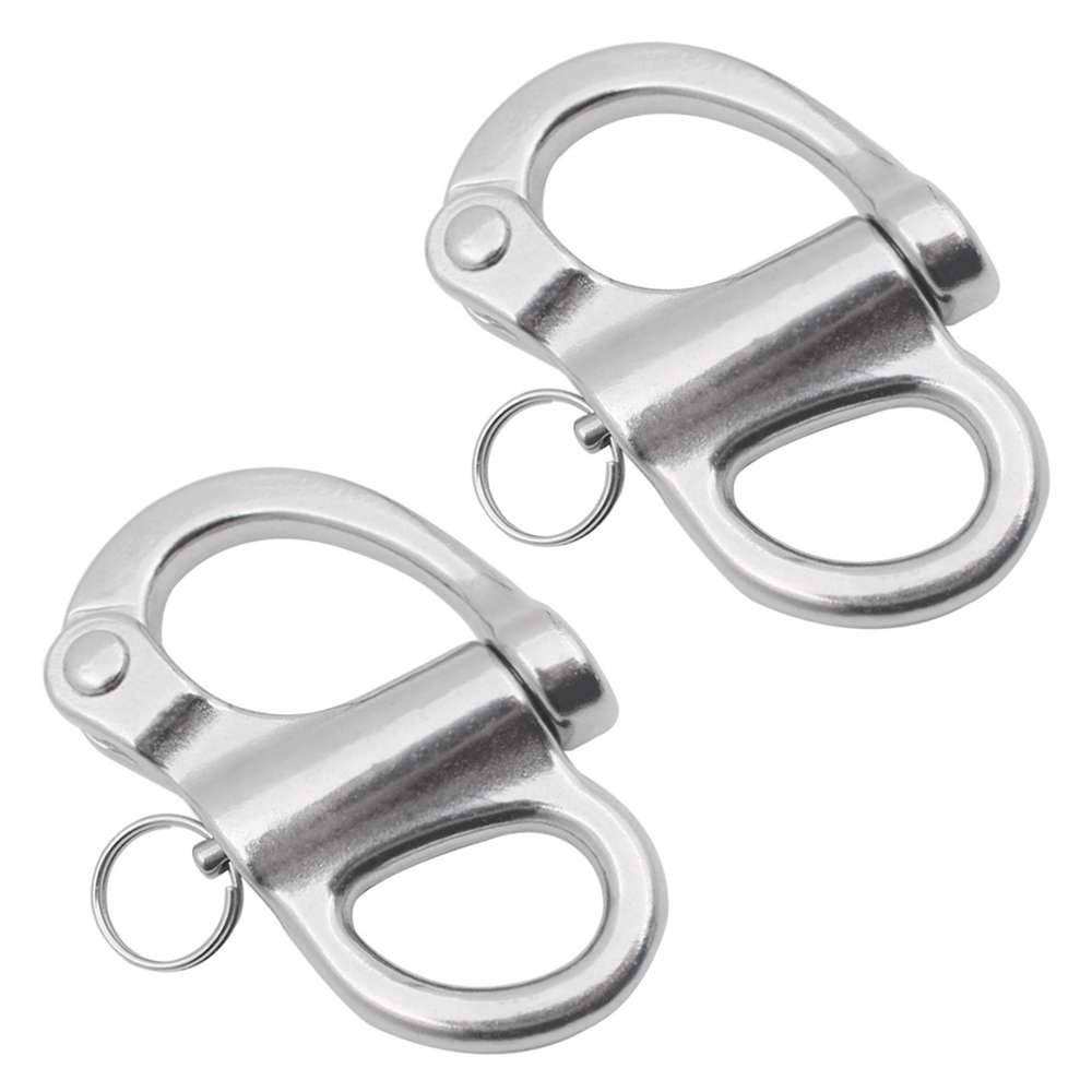 2 PCS 316 Stainless Steel Fixed Spring Shackle, Size:52mm