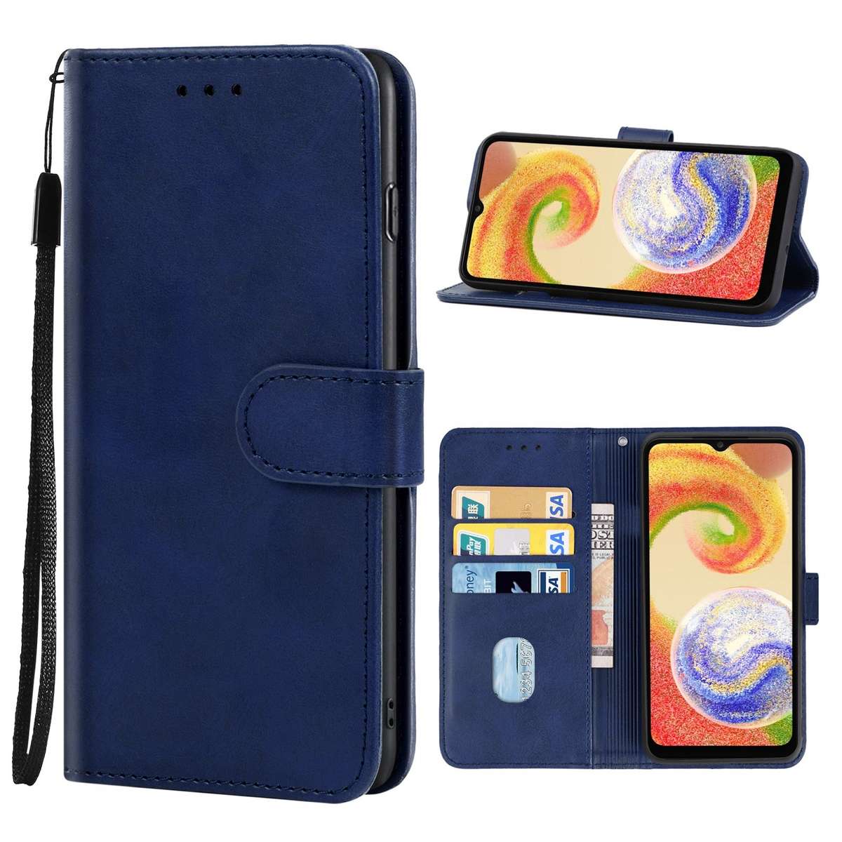 For Samsung Galaxy A04 Leather Phone Case(Blue)