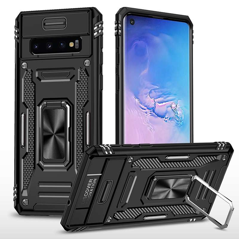 For Samsung Galaxy S10 Armor PC + TPU Camera Shield Phone Case(Black)