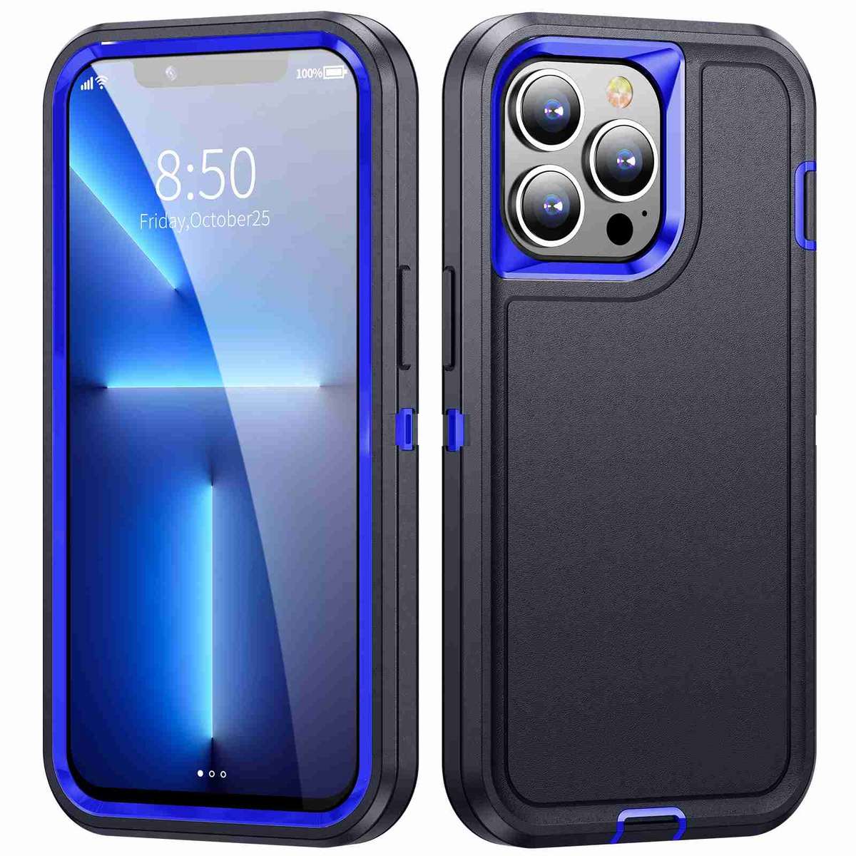 For iPhone 12 / 12 Pro Life Waterproof Rugged Phone Case(Dark Blue + Light Blue)