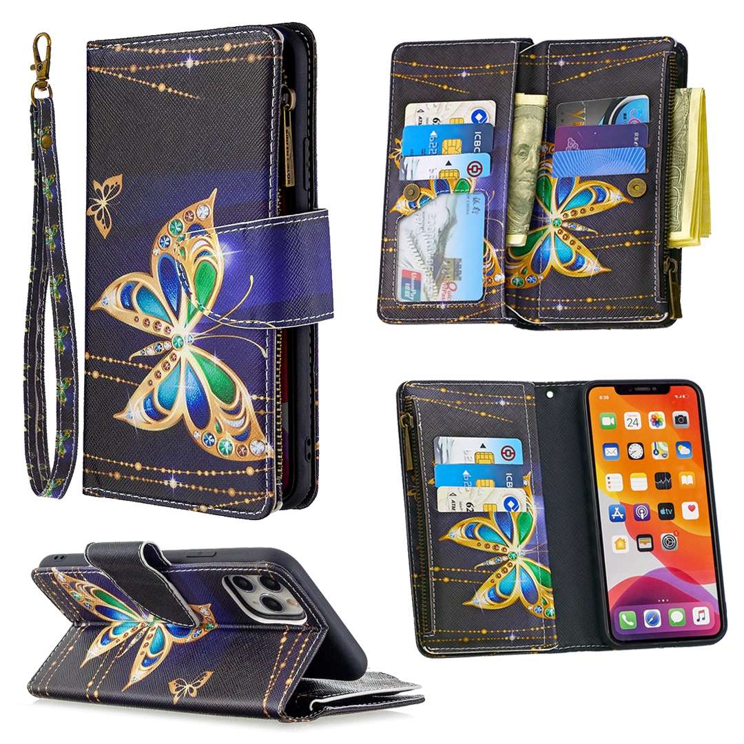 For iPhone 11 Colored Drawing Pattern Zipper Horizontal Flip Leather Case with Holder & Card Slots &