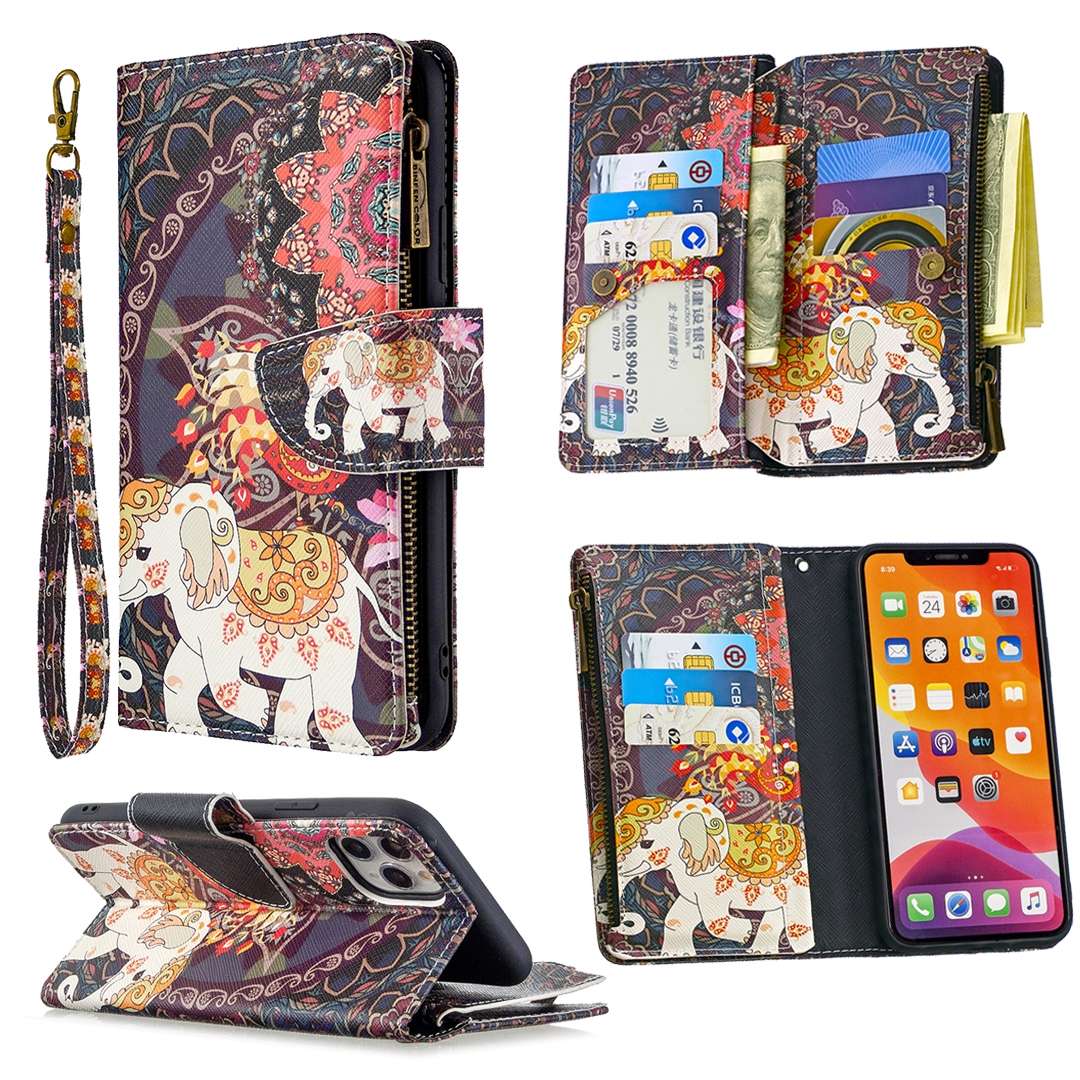 For iPhone 11 Colored Drawing Pattern Zipper Horizontal Flip Leather Case with Holder & Card Slots &